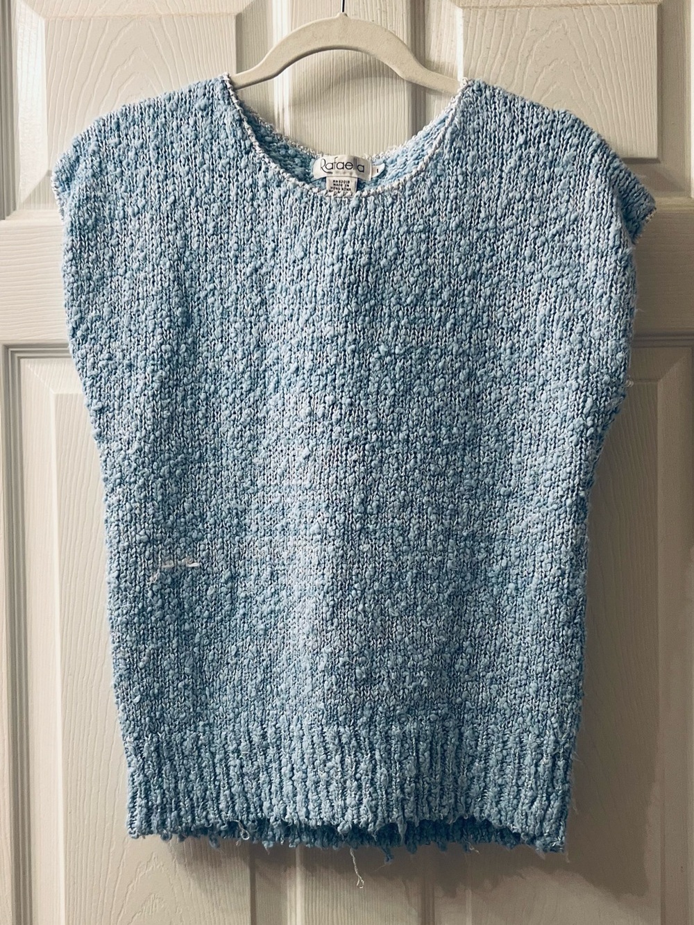 VTG Rafaella Light Blue Knit Sweater Vest Grandpacore Coquette Academia M